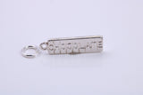 Chocolate Bar Charm, Made from Solid Cast Silver, Complete with Attachment Link