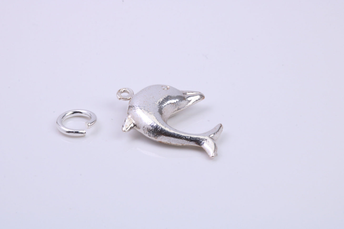 Dolphin Charm, Traditional Charm, Made from Solid 925 Grade Sterling Silver, Complete with Attachment Link