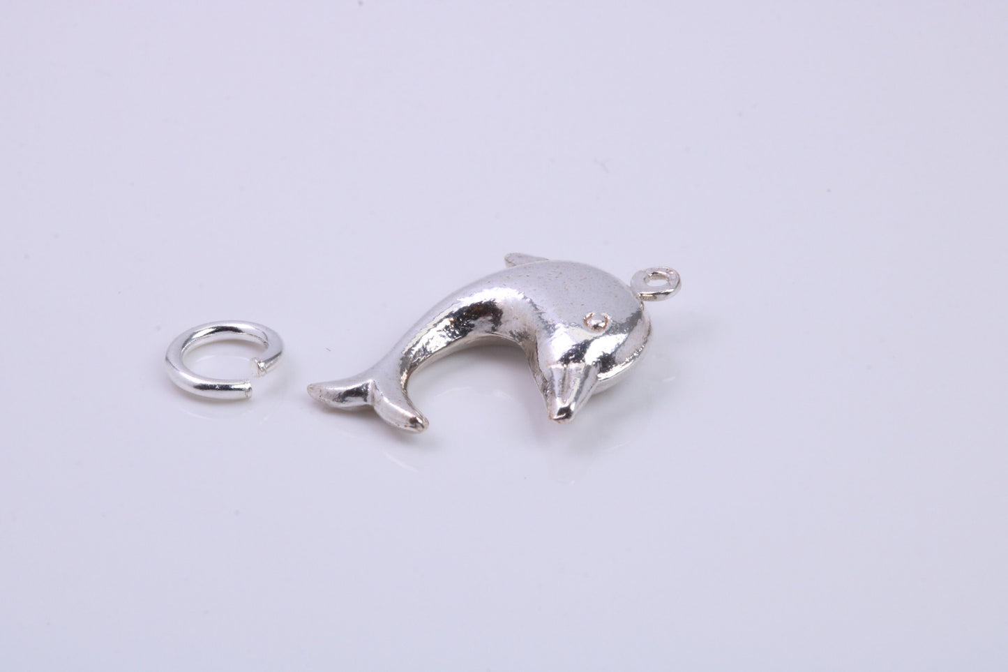 Dolphin Charm, Traditional Charm, Made from Solid 925 Grade Sterling Silver, Complete with Attachment Link