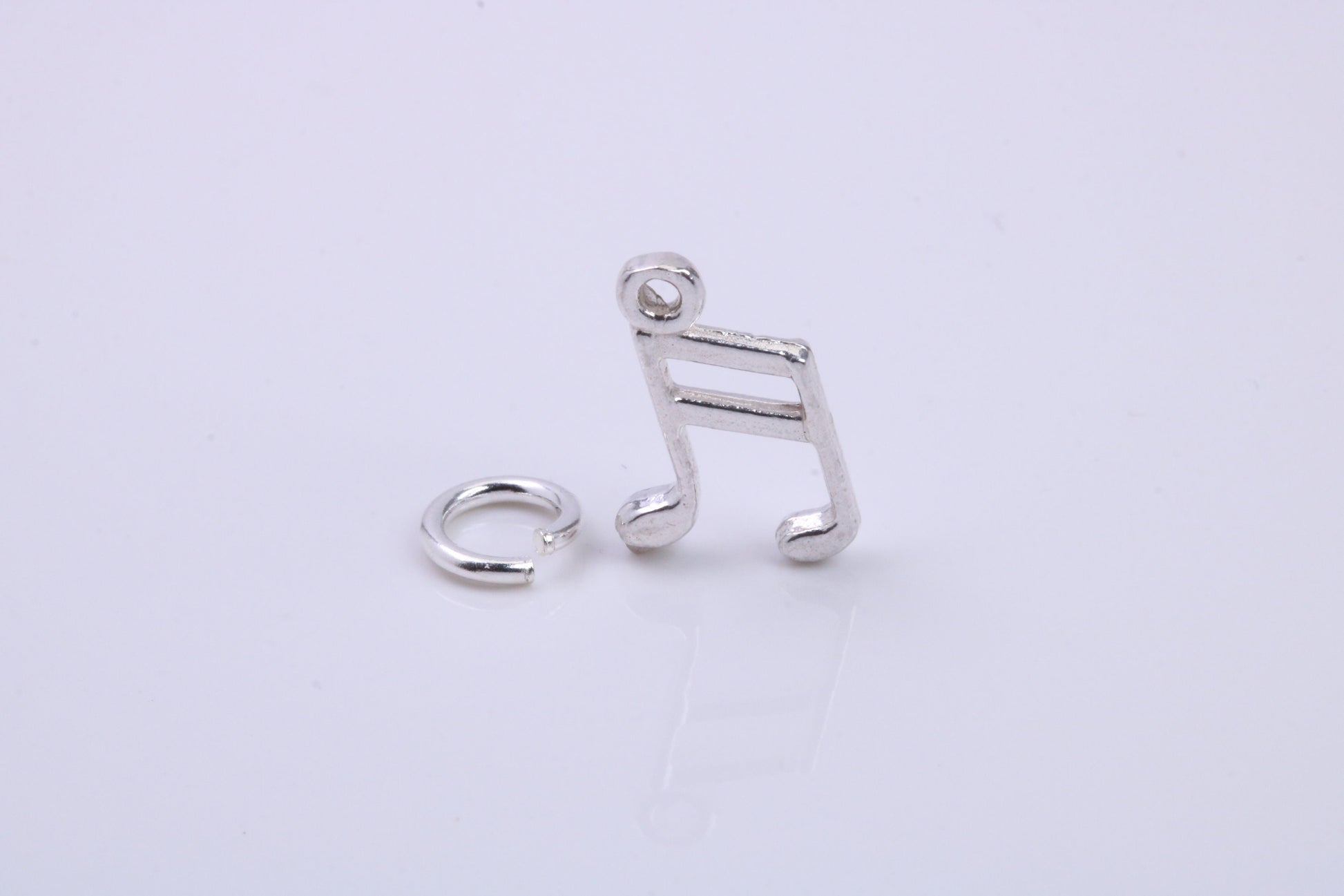 Musical Beam Note Charm, Traditional Charm, Made from Solid 925 Grade Sterling Silver, Complete with Attachment Link