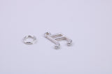 Musical Beam Note Charm, Traditional Charm, Made from Solid 925 Grade Sterling Silver, Complete with Attachment Link