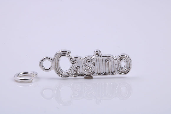 Casino Charm, Traditional Charm, Made from Solid 925 Grade Sterling Silver, Complete with Attachment Link