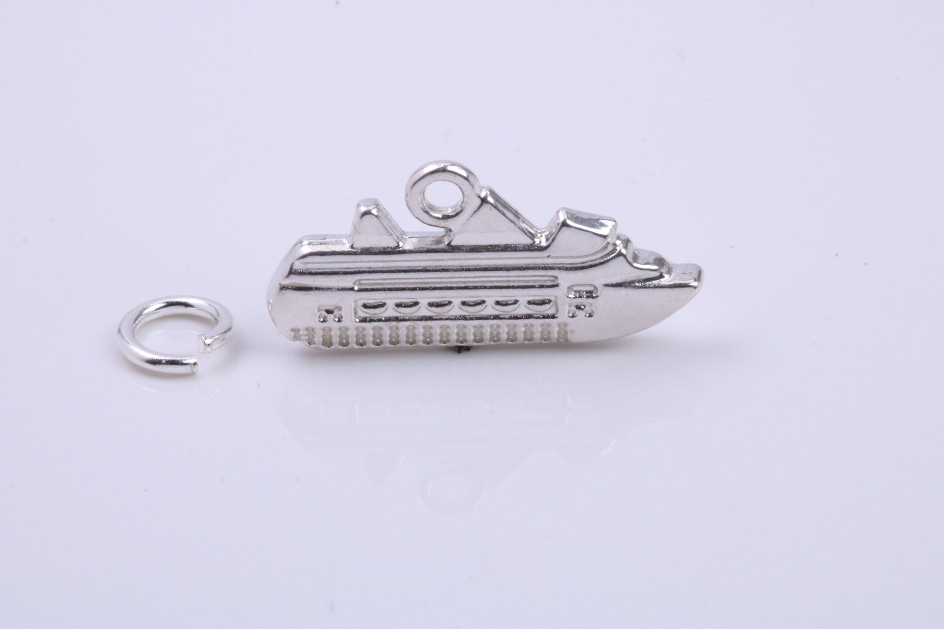 Cruise Ship Charm, Traditional Charm, Made from Solid 925 Grade Sterling Silver, Complete with Attachment Link