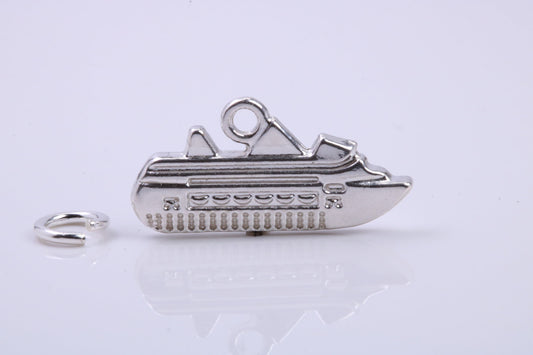 Cruise Ship Charm, Traditional Charm, Made from Solid 925 Grade Sterling Silver, Complete with Attachment Link