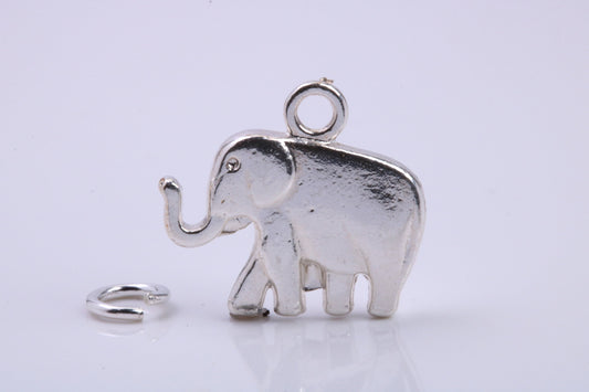 African Elephant Charm, Traditional Charm, Made from Solid 925 Grade Sterling Silver, Complete with Attachment Link