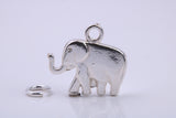 African Elephant Charm, Traditional Charm, Made from Solid 925 Grade Sterling Silver, Complete with Attachment Link