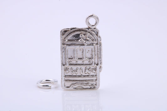 Slot Machine Charm, Traditional Charm, Made from Solid 925 Grade Sterling Silver, Complete with Attachment Link