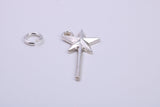 Princess Magic Wand Charm, Traditional Charm, Made from Solid 925 Grade Sterling Silver, Complete with Attachment Link