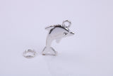 Dolphin Charm, Traditional Charm, Made from Solid 925 Grade Sterling Silver, Complete with Attachment Link