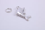 Dolphin Charm, Traditional Charm, Made from Solid 925 Grade Sterling Silver, Complete with Attachment Link