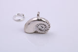 Sea Shell Charm, Made from Solid Cast Silver, Complete with Attachment Link