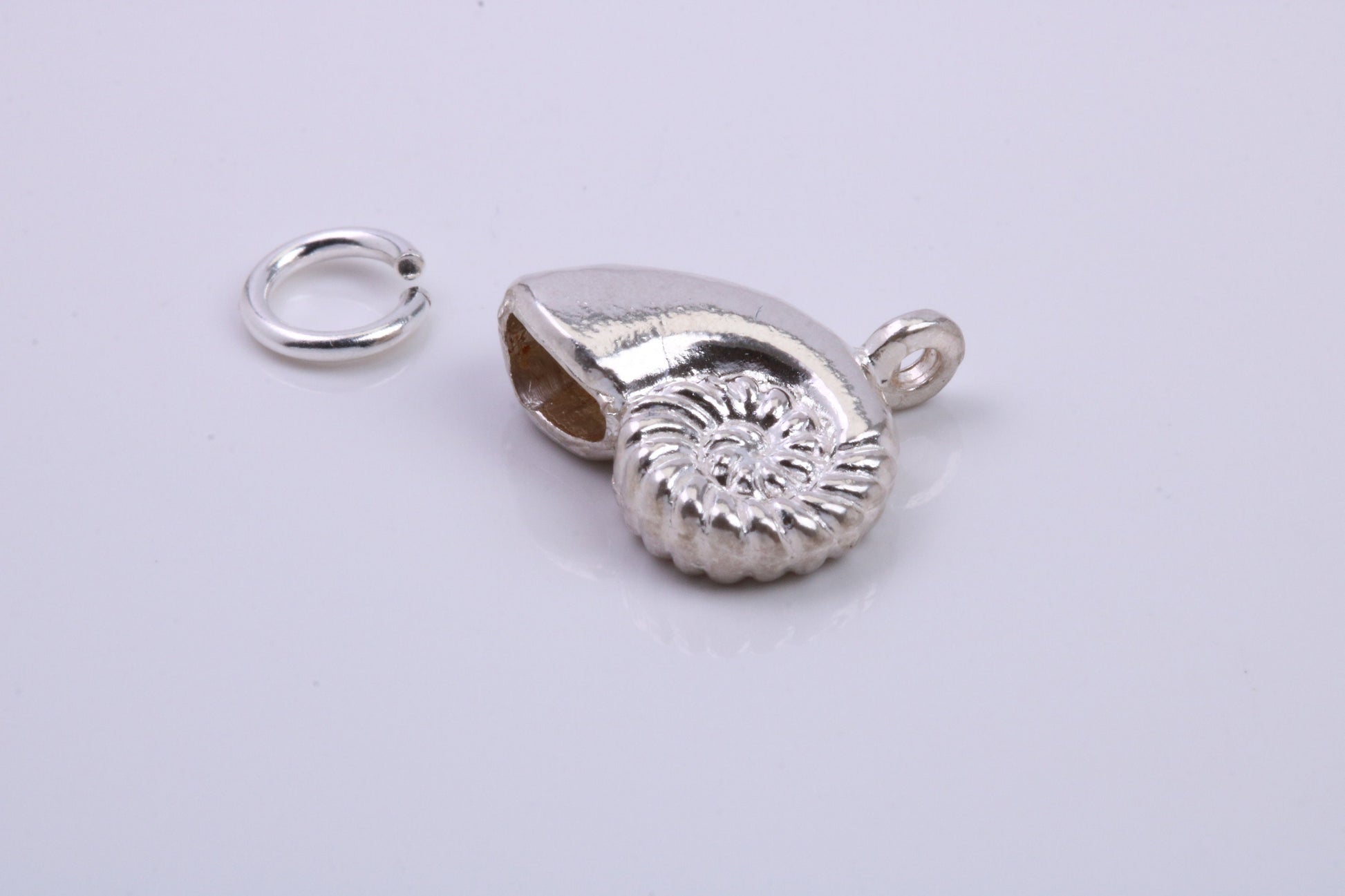 Sea Shell Charm, Traditional Charm, Made from Solid 925 Grade Sterling Silver, Complete with Attachment Link