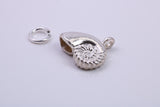 Sea Shell Charm, Made from Solid Cast Silver, Complete with Attachment Link