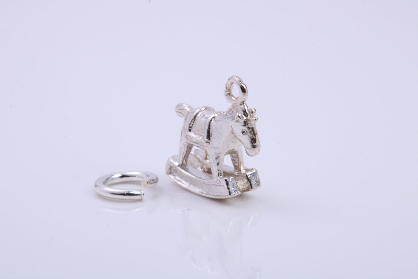 Rocking Horse Charm, Traditional Charm, Made from Solid 925 Grade Sterling Silver, Complete with Attachment Link