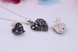 Love Hearts Cubic Zirconia set Necklace and Earrings, Made from solid Sterling Silver