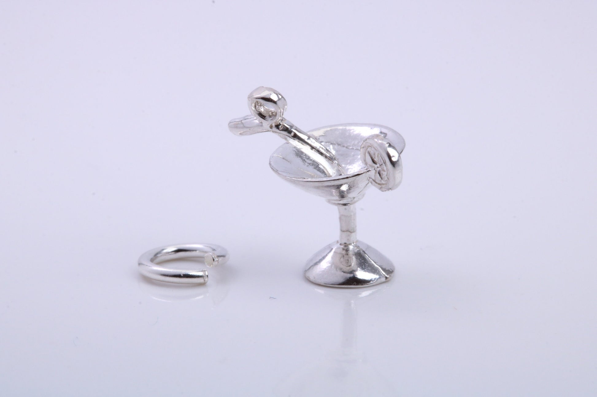 Cocktail Glass Charm, Traditional Charm, Made from Solid 925 Grade Sterling Silver, Complete with Attachment Link