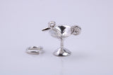 Cocktail Glass Charm, Traditional Charm, Made from Solid 925 Grade Sterling Silver, Complete with Attachment Link