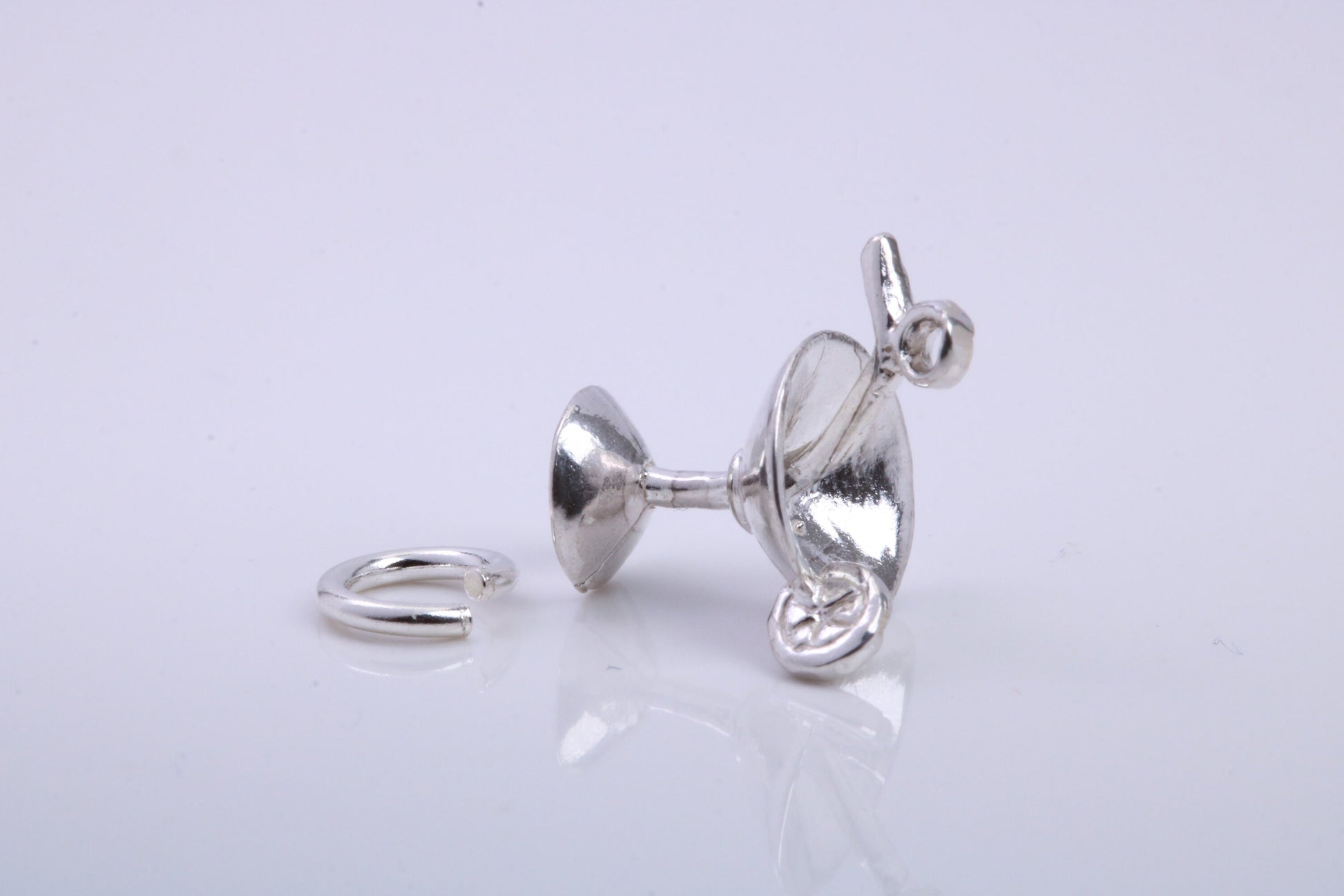 Cocktail Glass Charm, Traditional Charm, Made from Solid 925 Grade Sterling Silver, Complete with Attachment Link