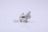 Scottish Terrier Dog Charm, Traditional Charm, Made from Solid 925 Grade Sterling Silver, Complete with Attachment Link