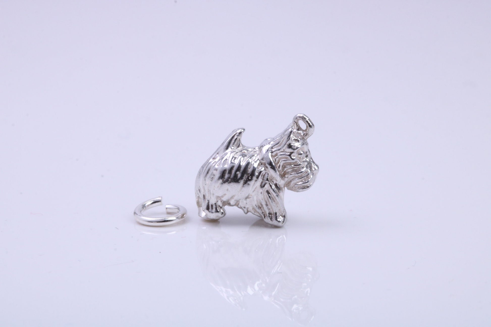 Scottish Terrier Dog Charm, Traditional Charm, Made from Solid 925 Grade Sterling Silver, Complete with Attachment Link