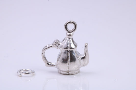 Tea Pot Charm, Traditional Charm, Made from Solid 925 Grade Sterling Silver, Complete with Attachment Link