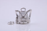 Back Pack Charm, Traditional Charm, Made from Solid 925 Grade Sterling Silver, Complete with Attachment Link
