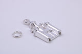 Princess Castle Charm, Traditional Charm, Made from Solid 925 Grade Sterling Silver, Complete with Attachment Link