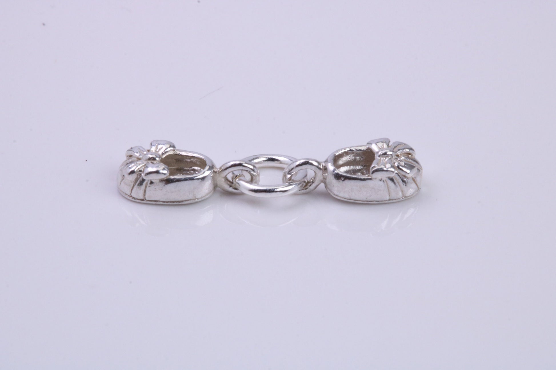 Baby Shoes Charm, Traditional Charm, Made from Solid 925 Grade Sterling Silver, Complete with Attachment Link