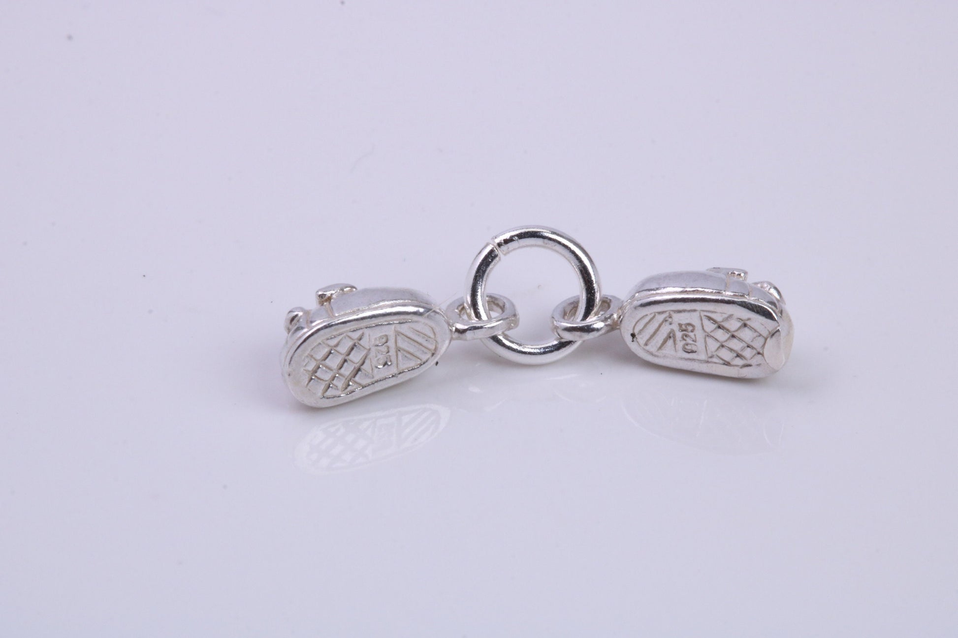 Baby Shoes Charm, Traditional Charm, Made from Solid 925 Grade Sterling Silver, Complete with Attachment Link