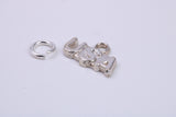 USA Charm, Traditional Charm, Made from Solid 925 Grade Sterling Silver, Complete with Attachment Link