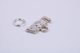 USA Charm, Traditional Charm, Made from Solid 925 Grade Sterling Silver, Complete with Attachment Link