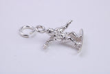 Surfer Charm, Traditional Charm, Made from Solid 925 Grade Sterling Silver, Complete with Attachment Link