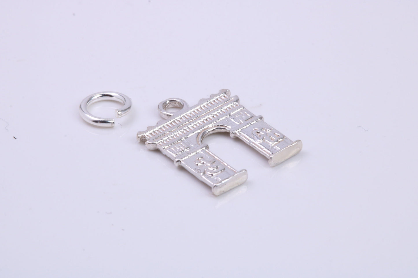 Arc De Triomphe Charm, Traditional Charm, Made from Solid 925 Grade Sterling Silver, Complete with Attachment Link