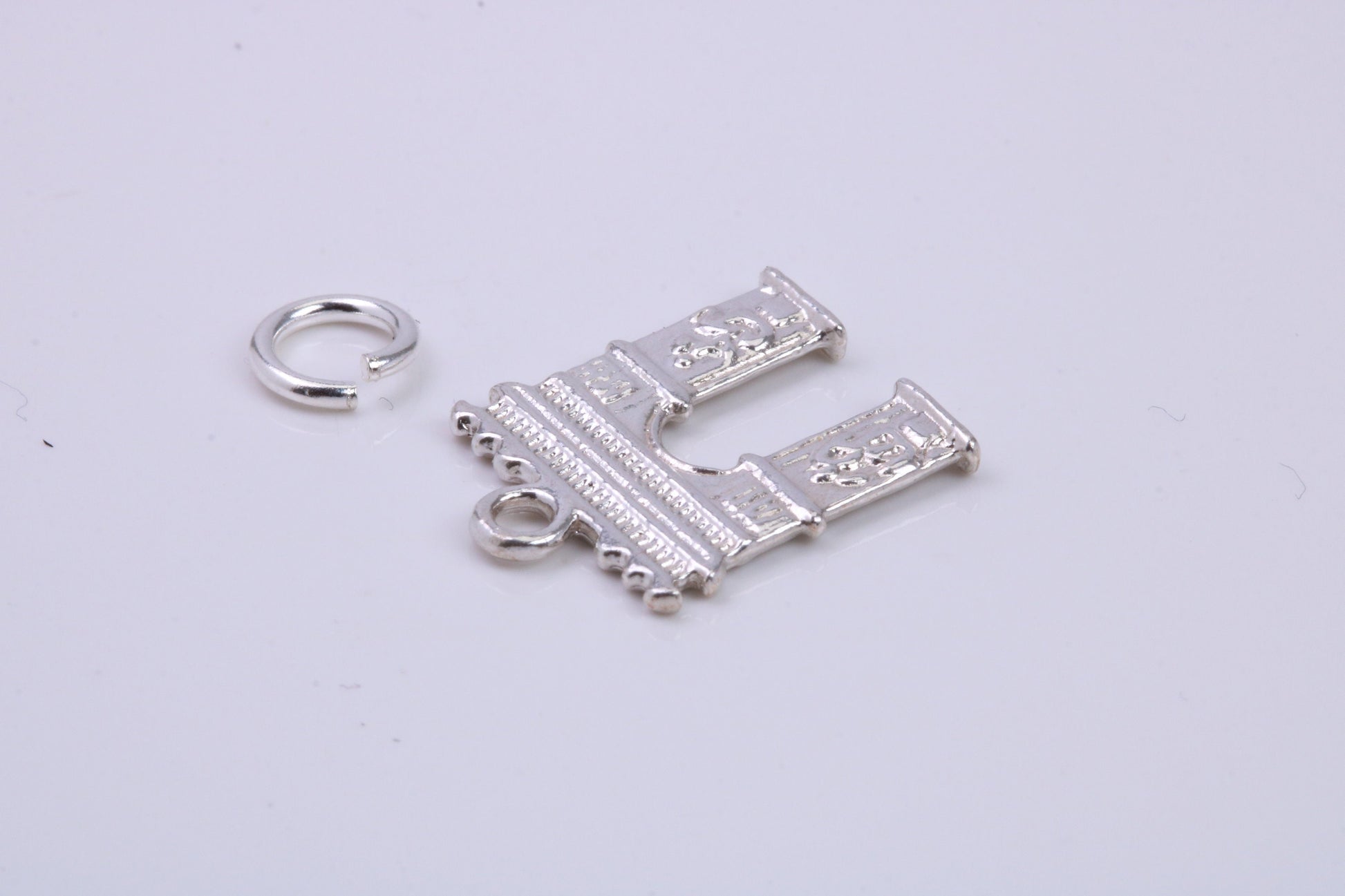 Arc De Triomphe Charm, Traditional Charm, Made from Solid 925 Grade Sterling Silver, Complete with Attachment Link