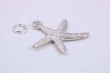 Star Fish Charm, Traditional Charm, Made from Solid 925 Grade Sterling Silver, Complete with Attachment Link