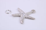 Star Fish Charm, Traditional Charm, Made from Solid 925 Grade Sterling Silver, Complete with Attachment Link
