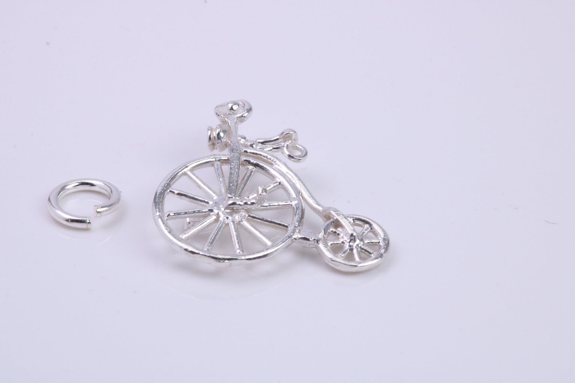 Penny Farthing Charm, Traditional Charm, Made from Solid 925 Grade Sterling Silver, Complete with Attachment Link