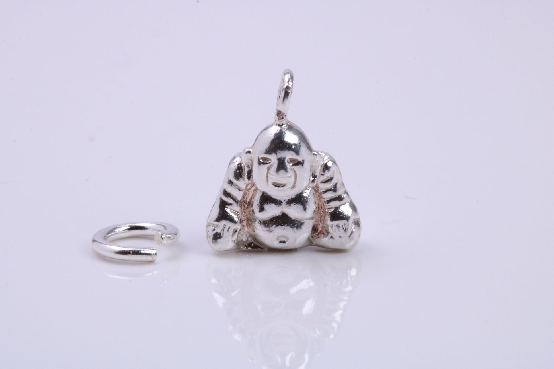 Buddha Charm, Traditional Charm, Made from Solid 925 Grade Sterling Silver, Complete with Attachment Link