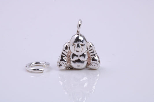 Buddha Charm, Traditional Charm, Made from Solid 925 Grade Sterling Silver, Complete with Attachment Link