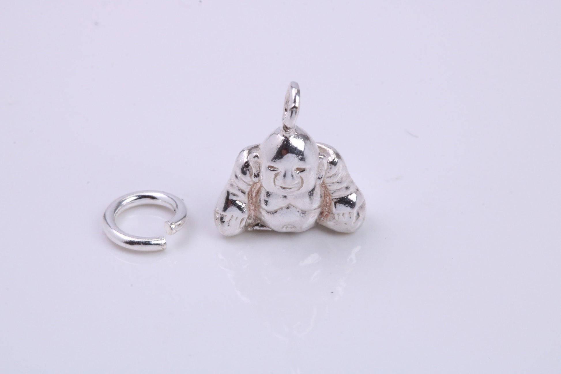 Buddha Charm, Traditional Charm, Made from Solid 925 Grade Sterling Silver, Complete with Attachment Link