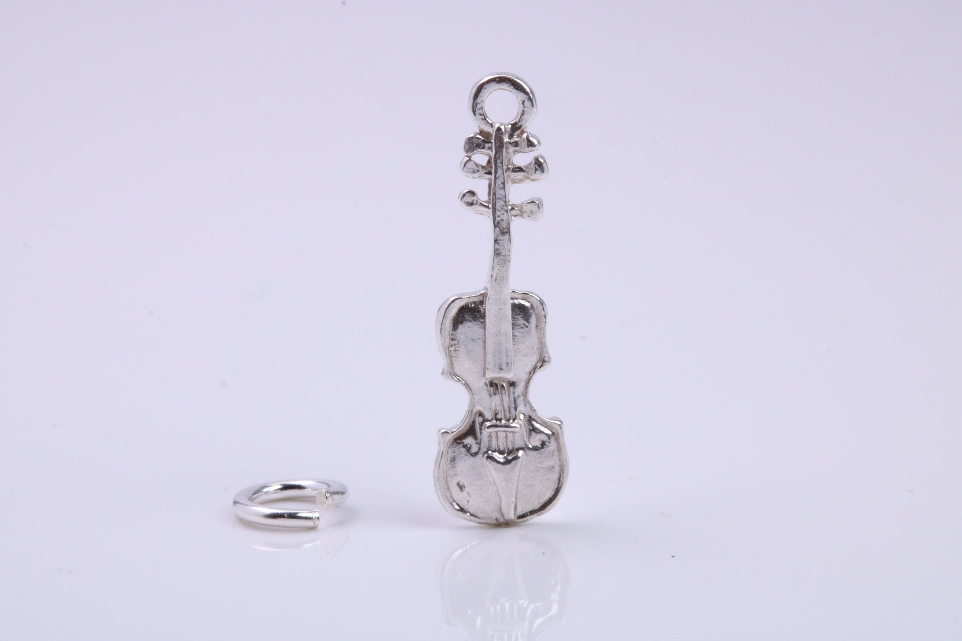 Violin Charm, Traditional Charm, Made from Solid 925 Grade Sterling Silver, Complete with Attachment Link