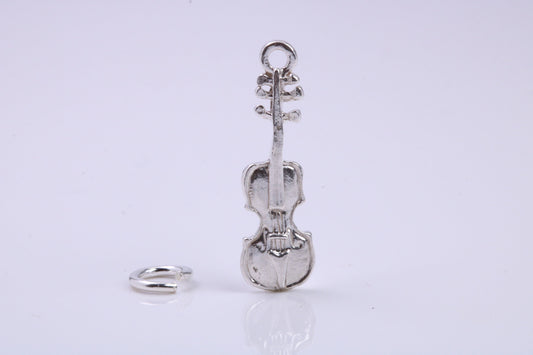 Violin Charm, Traditional Charm, Made from Solid 925 Grade Sterling Silver, Complete with Attachment Link