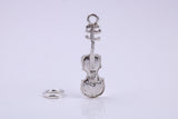 Violin Charm, Traditional Charm, Made from Solid 925 Grade Sterling Silver, Complete with Attachment Link