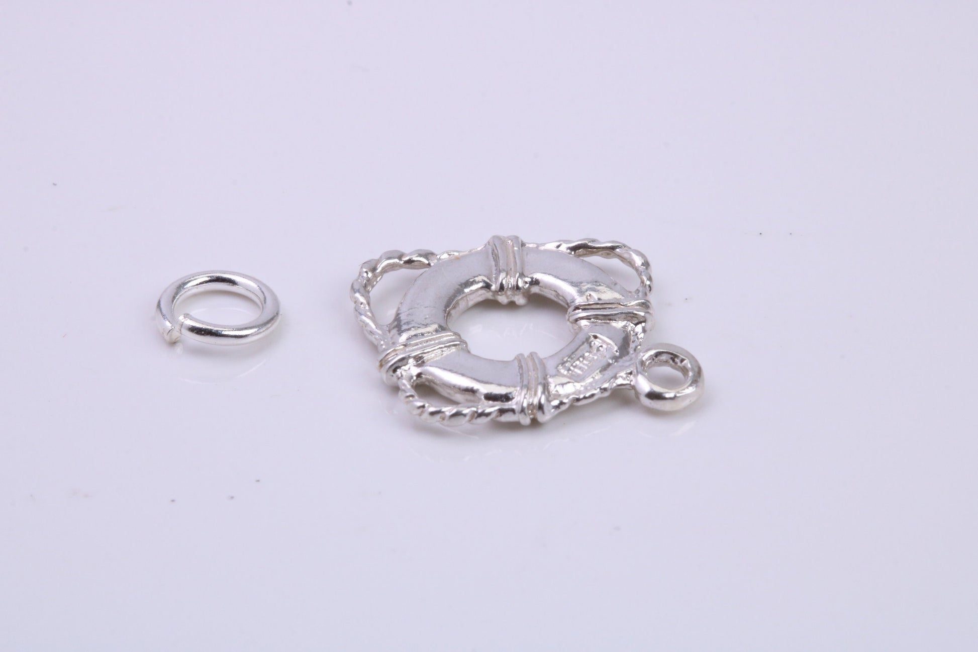 Lifebuoy Charm, Traditional Charm, Made from Solid 925 Grade Sterling Silver, Complete with Attachment Link