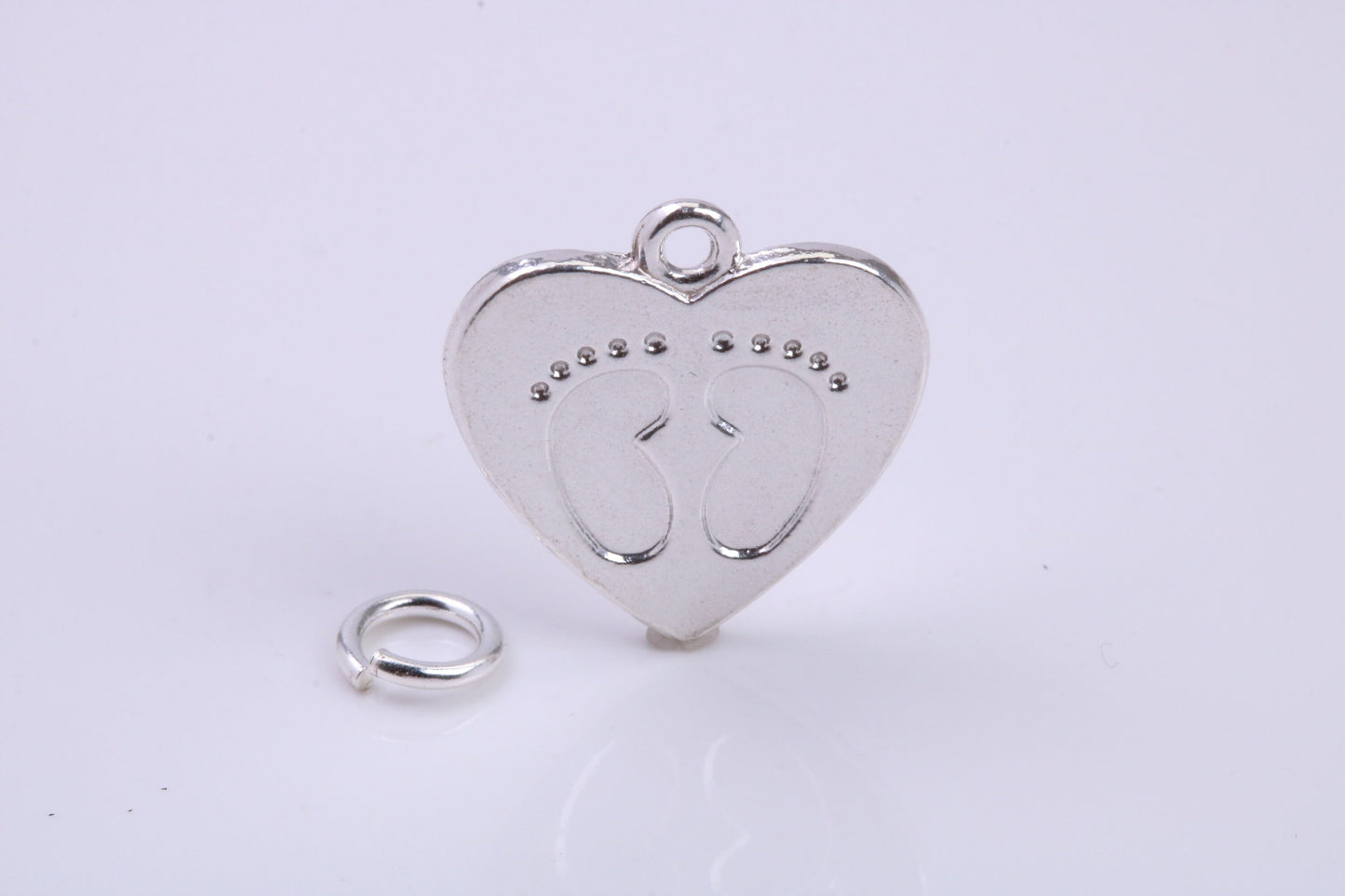 Foot Prints Charm, Traditional Charm, Made from Solid 925 Grade Sterling Silver, Complete with Attachment Link