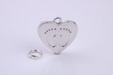 Foot Prints Charm, Traditional Charm, Made from Solid 925 Grade Sterling Silver, Complete with Attachment Link