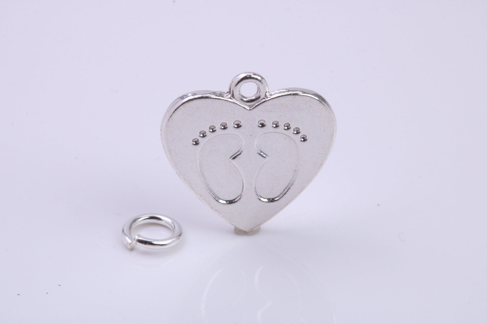Foot Prints Charm, Traditional Charm, Made from Solid 925 Grade Sterling Silver, Complete with Attachment Link