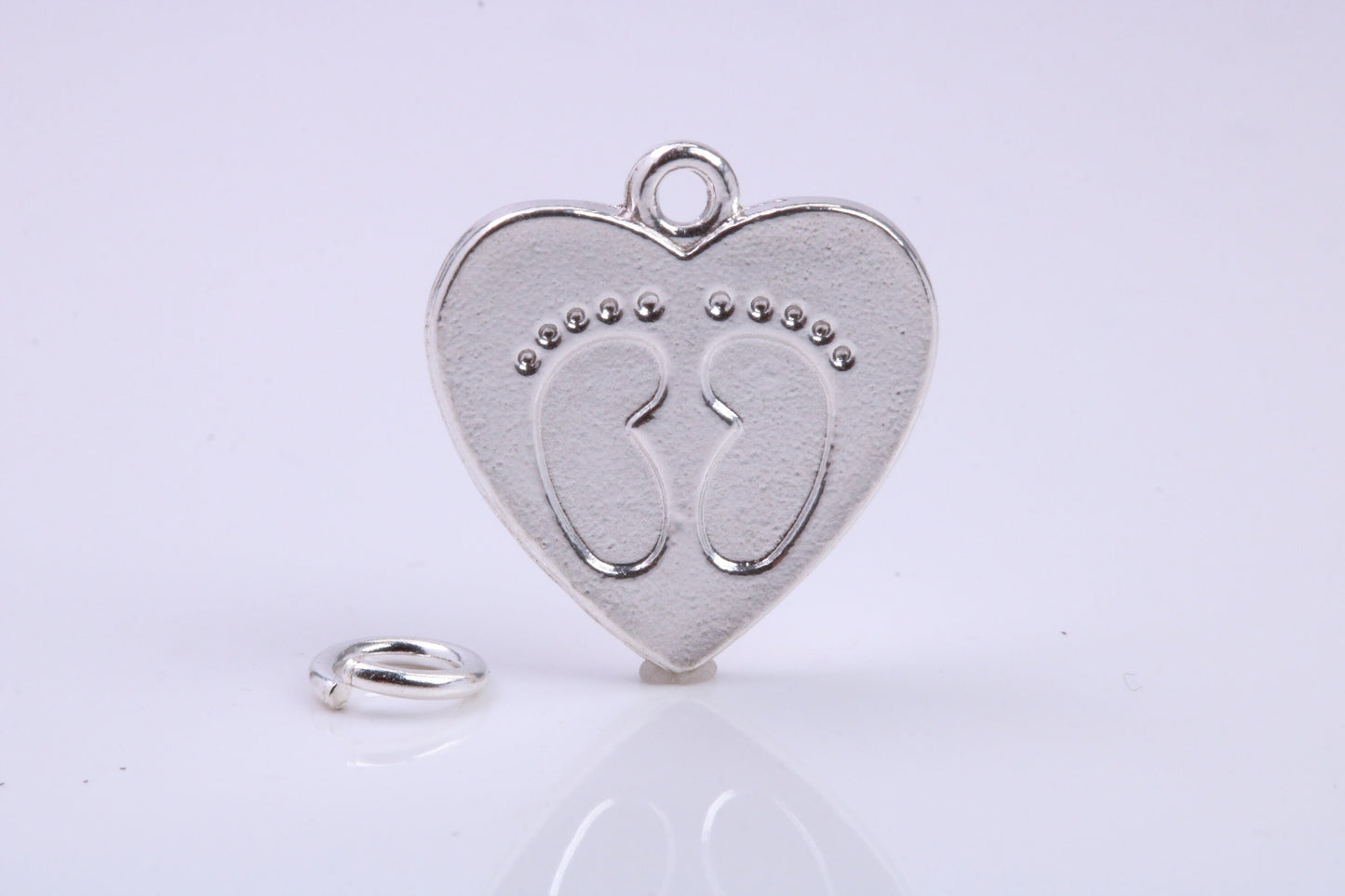 Foot Prints Charm, Traditional Charm, Made from Solid 925 Grade Sterling Silver, Complete with Attachment Link