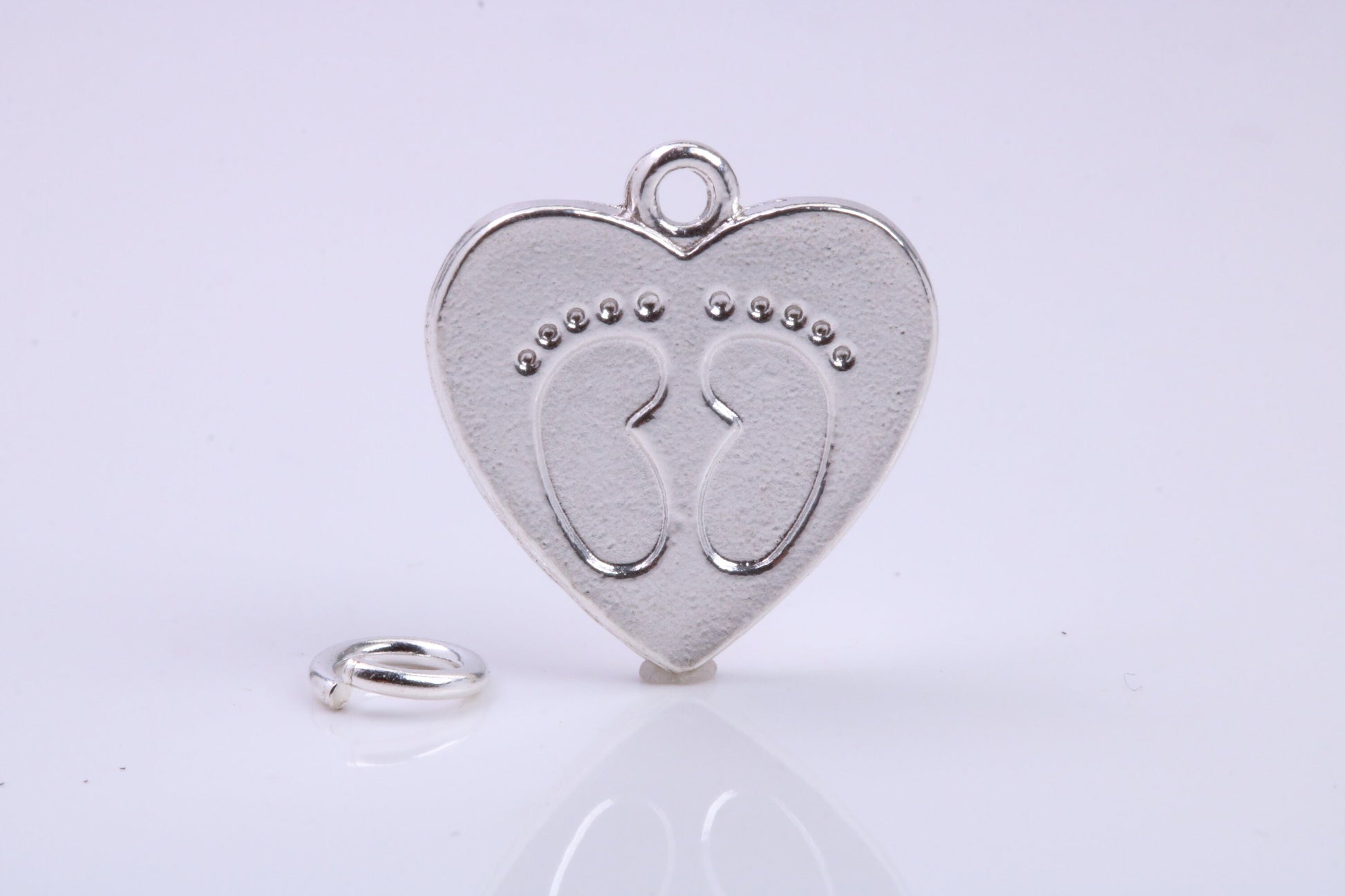 Foot Prints Charm, Traditional Charm, Made from Solid 925 Grade Sterling Silver, Complete with Attachment Link