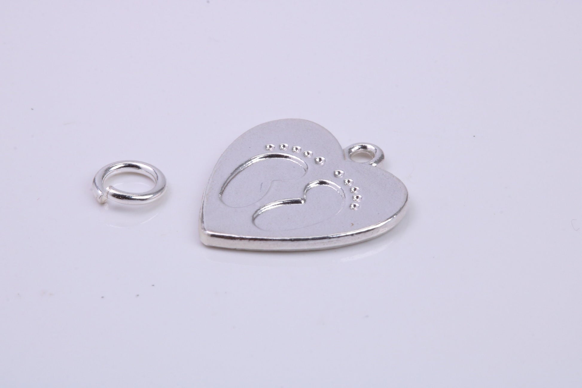 Foot Prints Charm, Traditional Charm, Made from Solid 925 Grade Sterling Silver, Complete with Attachment Link